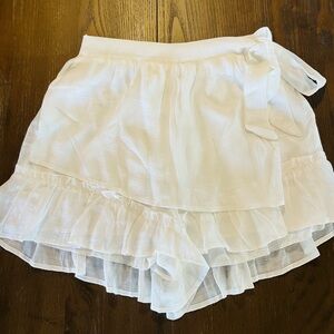 White Ruffled Skort with Bow